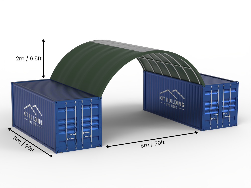 6m (20ft) Spännvidd | Containertak 20ft Bredd, 6,5ft Höjd (6m x 2m)