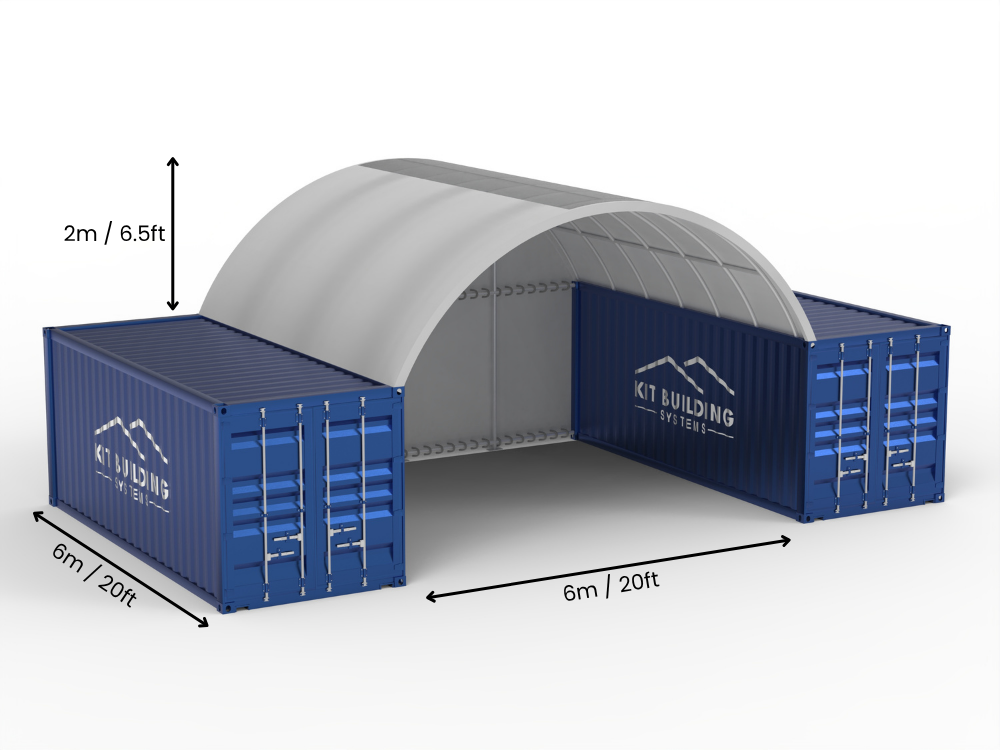 6m (20ft) Spännvidd | Containertak 20ft Bredd, 6,5ft Höjd (6m x 2m)