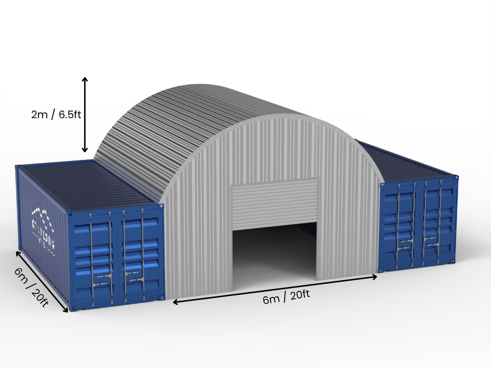 Stålkontainer Tält - 20ft x 20ft x 6,5ft (6m x 6m x 2m)