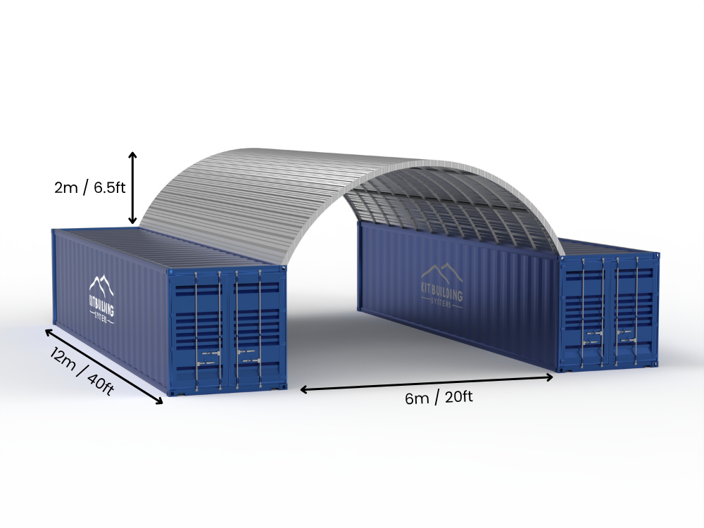 Stålkontainer Tält - 20ft x 40ft x 6,5ft (6m x 12m x 2m)