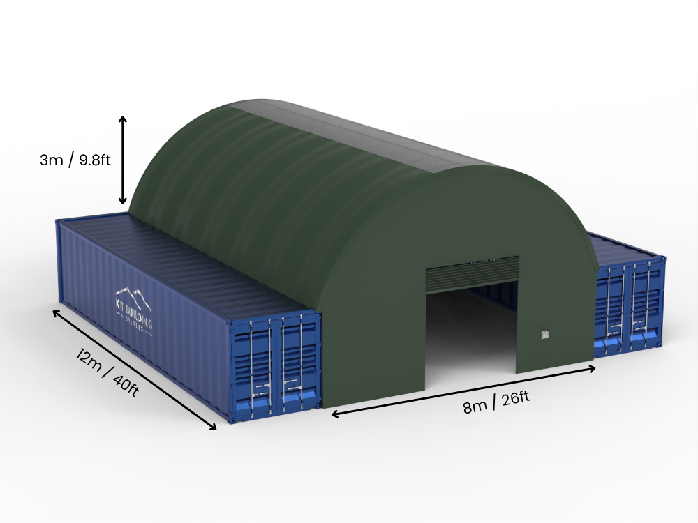 8m (26ft) Spännvidd | Containertak 26ft Bredd, 10ft Höjd (8m x 3m)