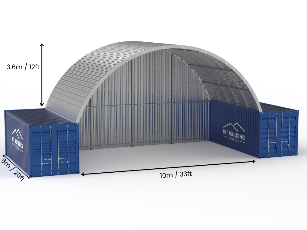 Stålkontainer Tält - 33ft x 20ft x 12ft (10m x 6m x 3,6m)