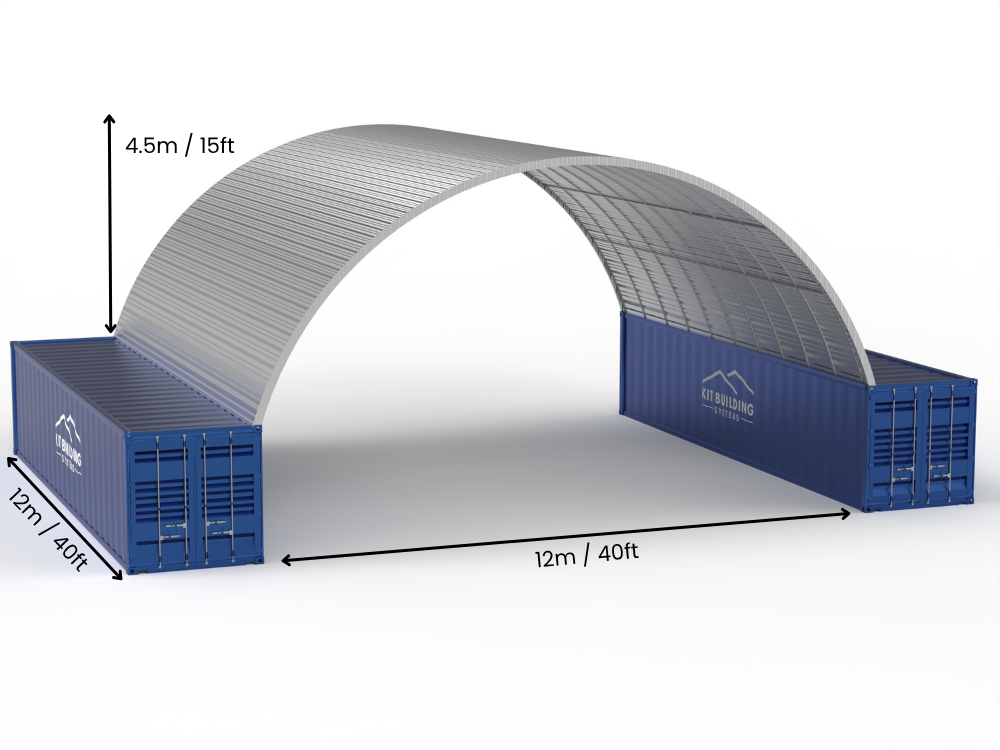 Stålkontainer Tält - 40ft x 40ft x 15ft (12m x 12m x 4,5m)