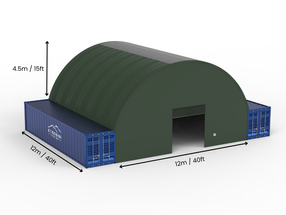 12m (40ft) Spännvidd | Containertak - 40ft x 12ft (12m x 4,5m)