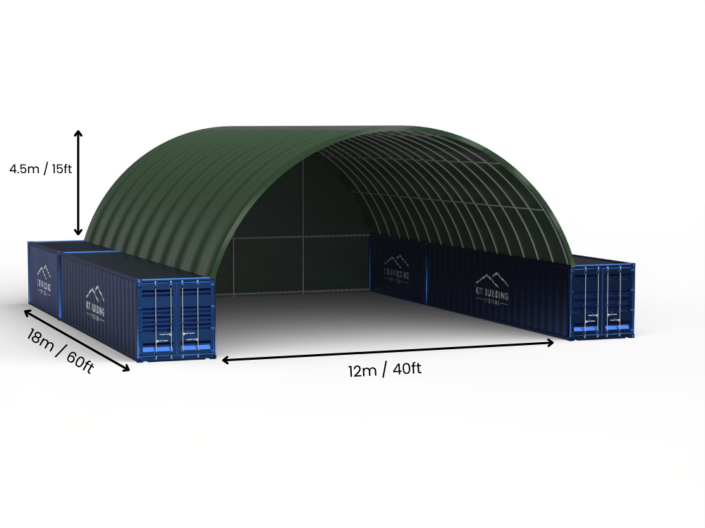 12m (40ft) Spännvidd | Containertak - 40ft x 12ft (12m x 4,5m)