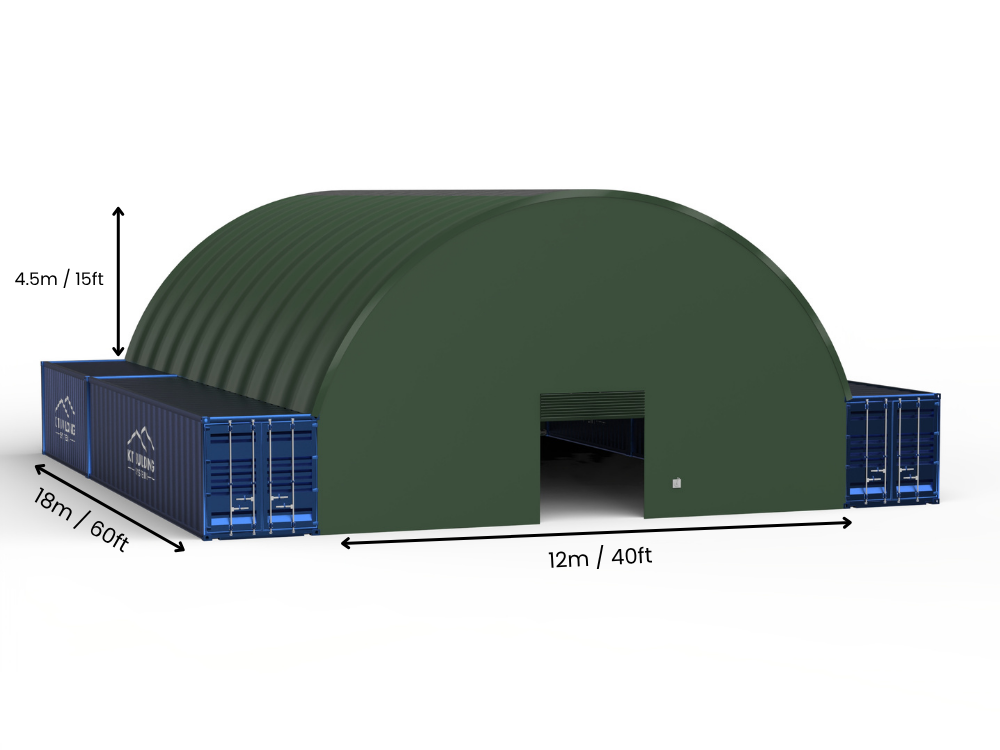 12m (40ft) Spännvidd | Containertak - 40ft x 12ft (12m x 4,5m)