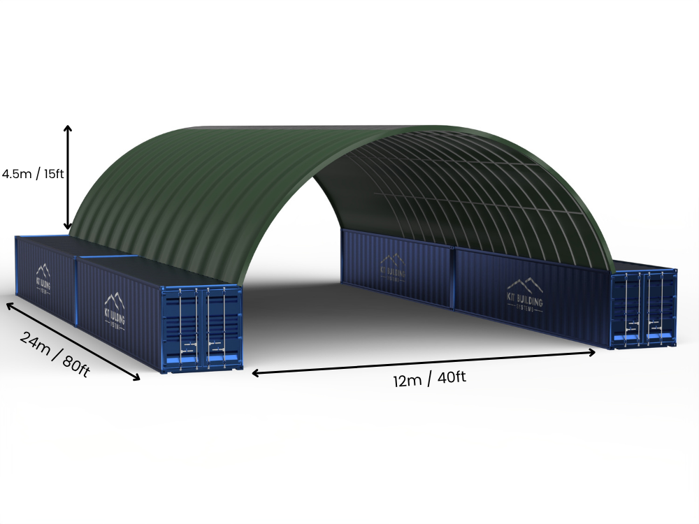 12m (40ft) Spännvidd | Containertak - 40ft x 12ft (12m x 4,5m)