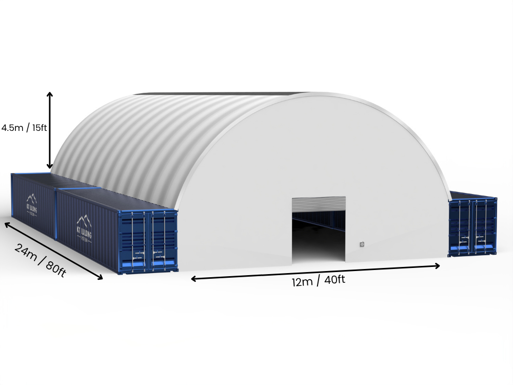 12m (40ft) Spännvidd | Containertak - 40ft x 12ft (12m x 4,5m)