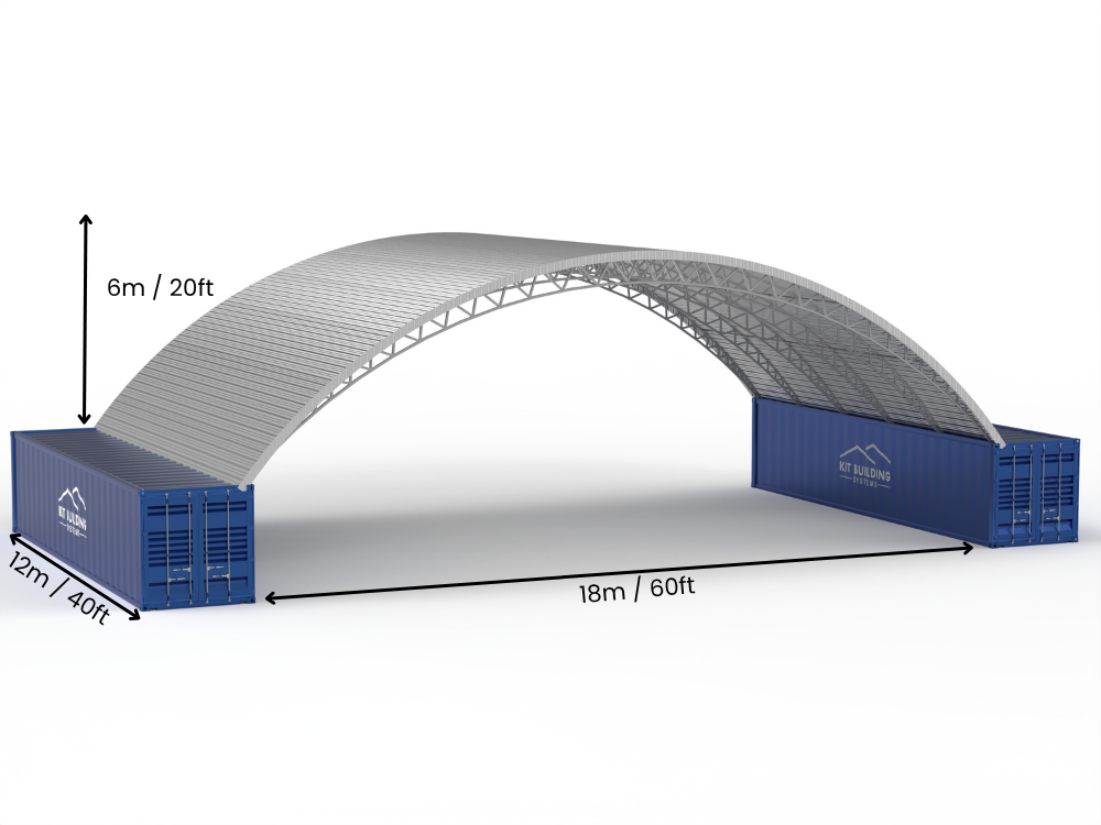 Stålkontainer Tält - 60ft x 40ft x 20ft (18m x 12m x 6,1m)