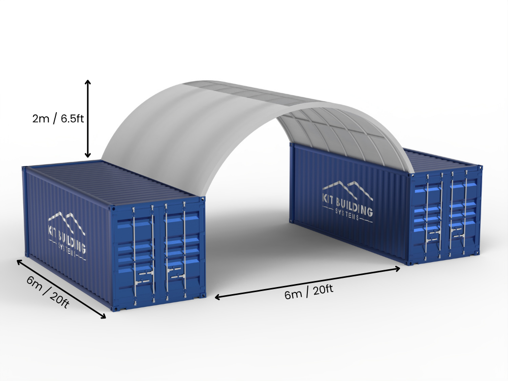 6m (20ft) Spännvidd | Containertak 20ft Bredd, 6,5ft Höjd (6m x 2m)