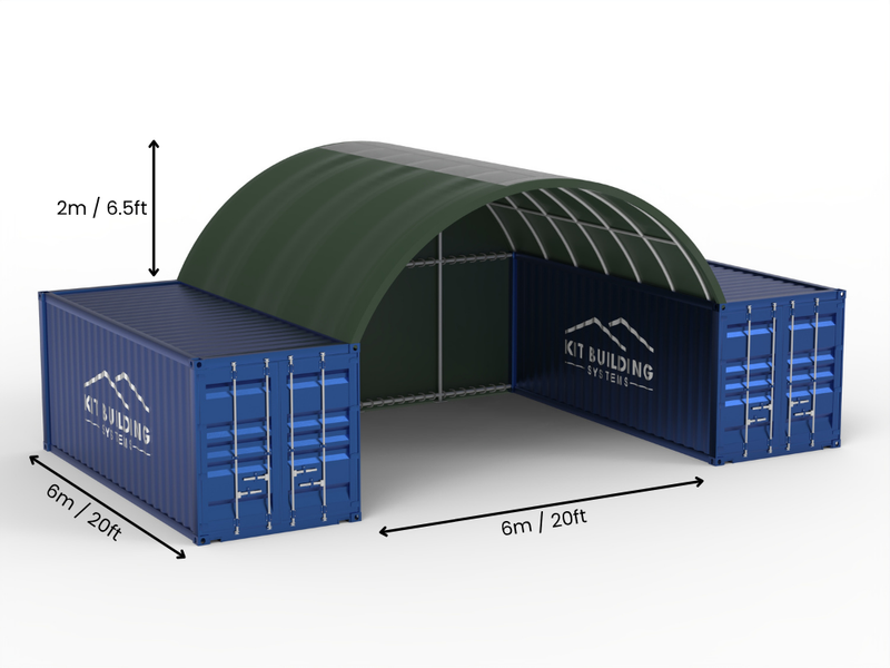 6m (20ft) Spännvidd | Containertak 20ft Bredd, 6,5ft Höjd (6m x 2m)