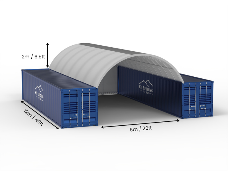 6m (20ft) Spännvidd | Containertak 20ft Bredd, 6,5ft Höjd (6m x 2m)