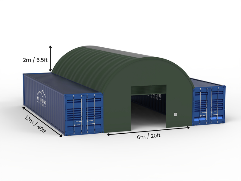 6m (20ft) Spännvidd | Containertak 20ft Bredd, 6,5ft Höjd (6m x 2m)