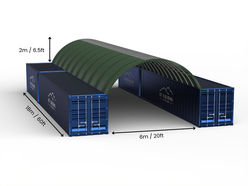 6m (20ft) Spännvidd | Containertak 20ft Bredd, 6,5ft Höjd (6m x 2m)