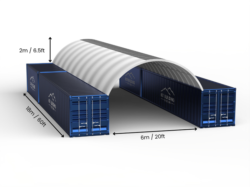 6m (20ft) Spännvidd | Containertak 20ft Bredd, 6,5ft Höjd (6m x 2m)
