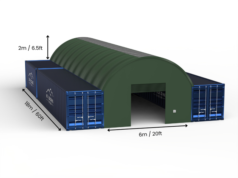6m (20ft) Spännvidd | Containertak 20ft Bredd, 6,5ft Höjd (6m x 2m)