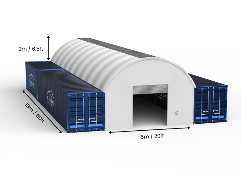 6m (20ft) Spännvidd | Containertak 20ft Bredd, 6,5ft Höjd (6m x 2m)