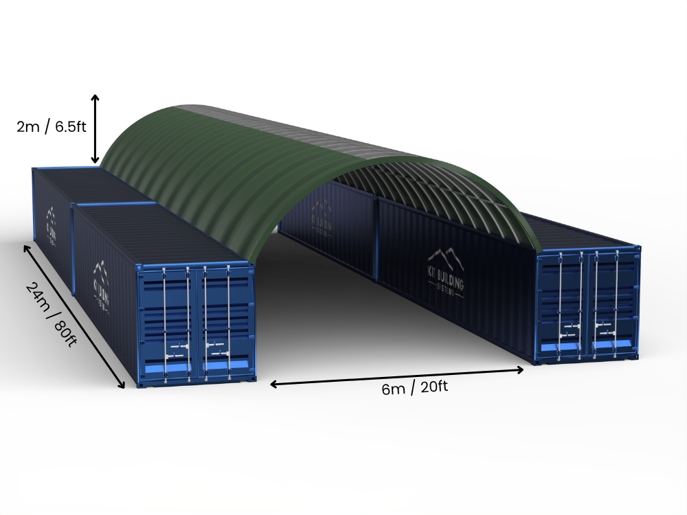 6m (20ft) Spännvidd | Containertak 20ft Bredd, 6,5ft Höjd (6m x 2m)