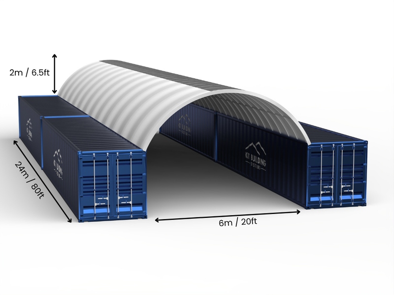 6m (20ft) Spännvidd | Containertak 20ft Bredd, 6,5ft Höjd (6m x 2m)