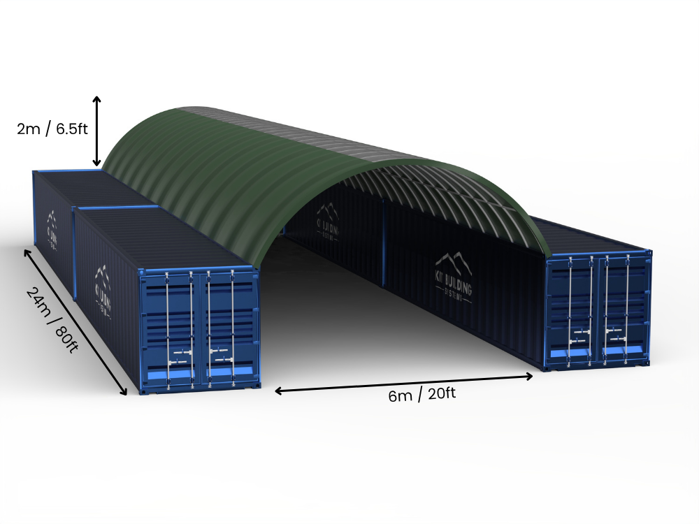 6m (20ft) Spännvidd | Containertak 20ft Bredd, 6,5ft Höjd (6m x 2m)