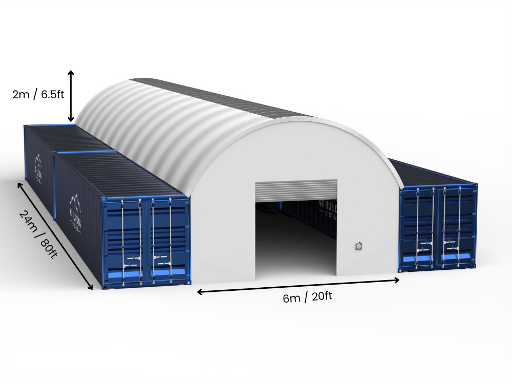 6m (20ft) Spännvidd | Containertak 20ft Bredd, 6,5ft Höjd (6m x 2m)