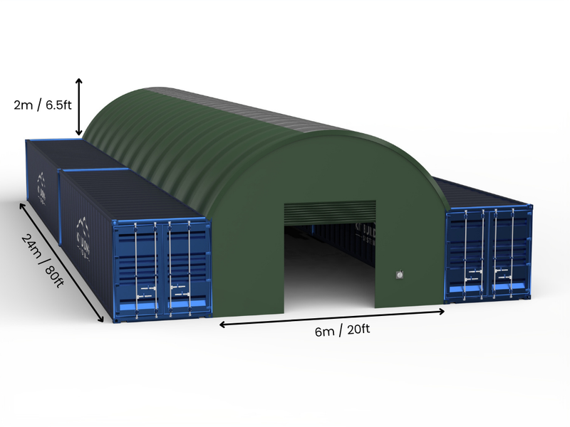 6m (20ft) Spännvidd | Containertak 20ft Bredd, 6,5ft Höjd (6m x 2m)