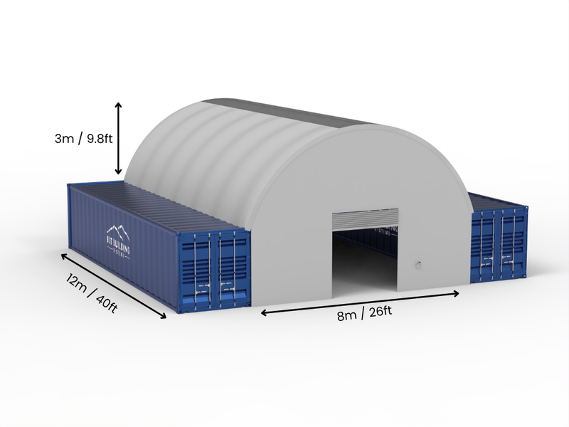 8m (26ft) Spännvidd | Containertak 26ft Bredd, 10ft Höjd (8m x 3m)