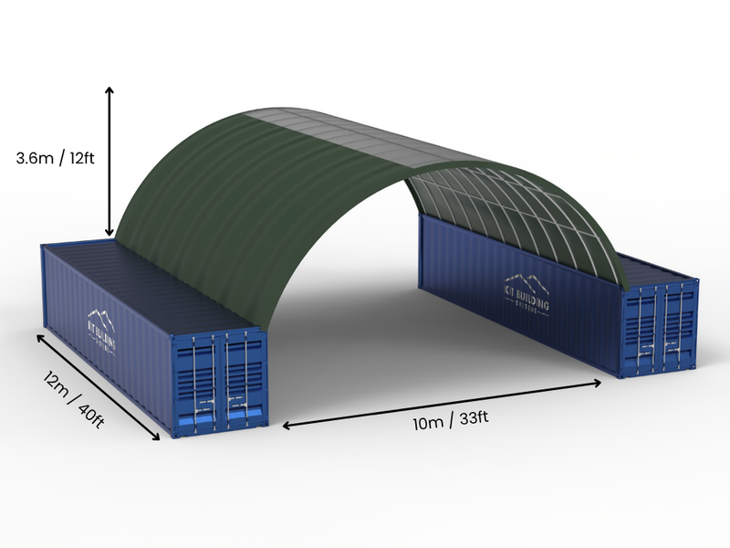10m (33ft) Spännvidd | Container Tält - 33ft x 12ft (10m x 3,6m)