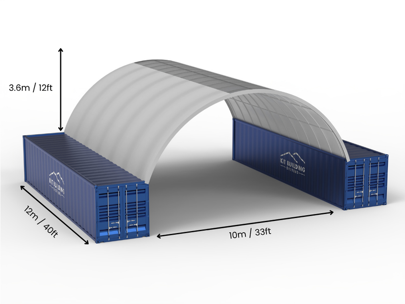 10m (33ft) Spännvidd | Container Tält - 33ft x 12ft (10m x 3,6m)