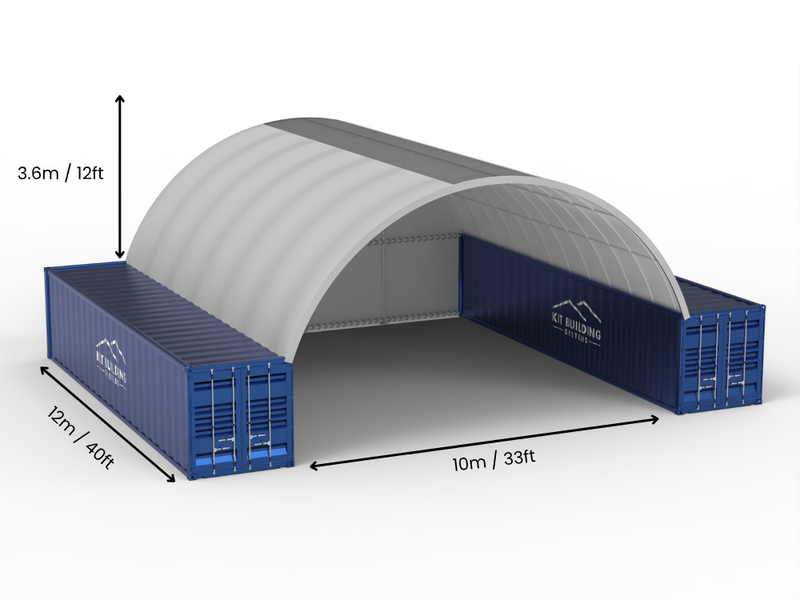 10m (33ft) Spännvidd | Container Tält - 33ft x 12ft (10m x 3,6m)