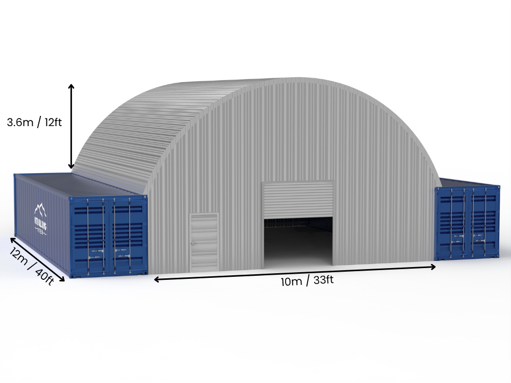 Stålkontainer Tält - 33ft x 40ft x 12ft (10m x 12m x 3,6m)