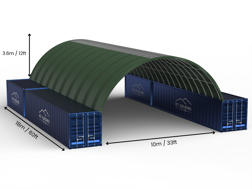 10m (33ft) Spännvidd | Container Tält - 33ft x 12ft (10m x 3,6m)