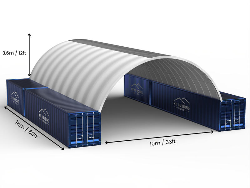 10m (33ft) Spännvidd | Container Tält - 33ft x 12ft (10m x 3,6m)