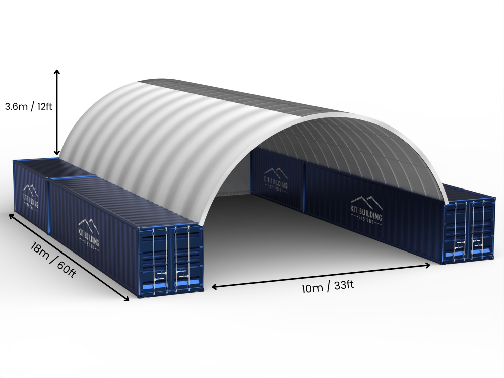 10m (33ft) Spännvidd | Container Tält - 33ft x 12ft (10m x 3,6m)