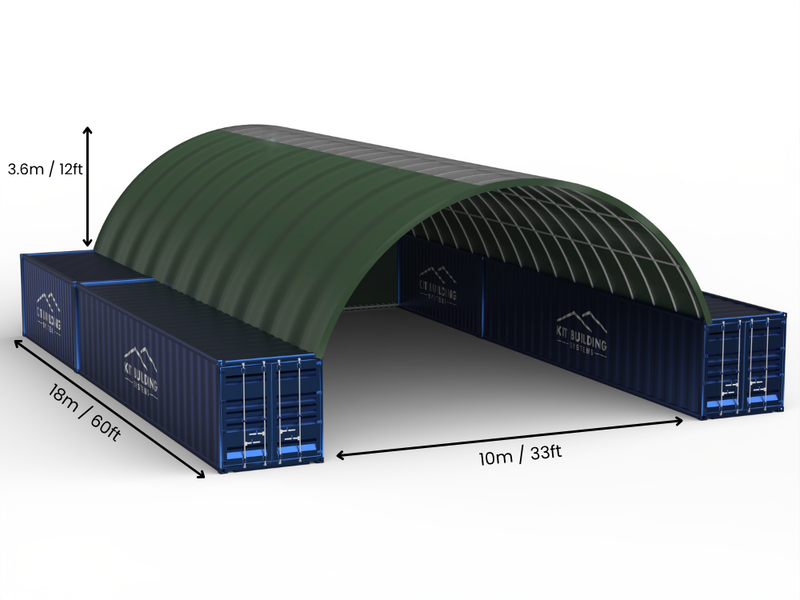 10m (33ft) Spännvidd | Container Tält - 33ft x 12ft (10m x 3,6m)