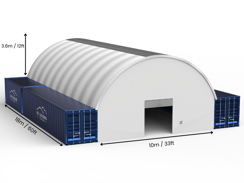 10m (33ft) Spännvidd | Container Tält - 33ft x 12ft (10m x 3,6m)