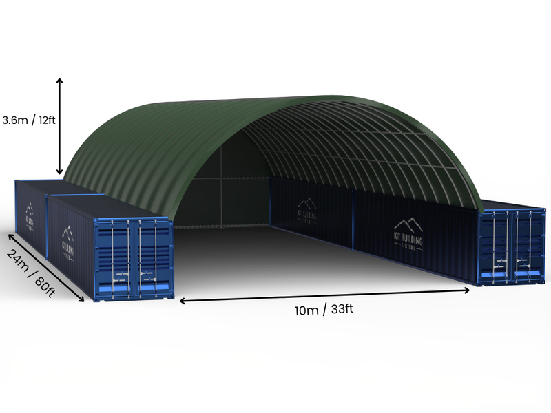 10m (33ft) Spännvidd | Container Tält - 33ft x 12ft (10m x 3,6m)