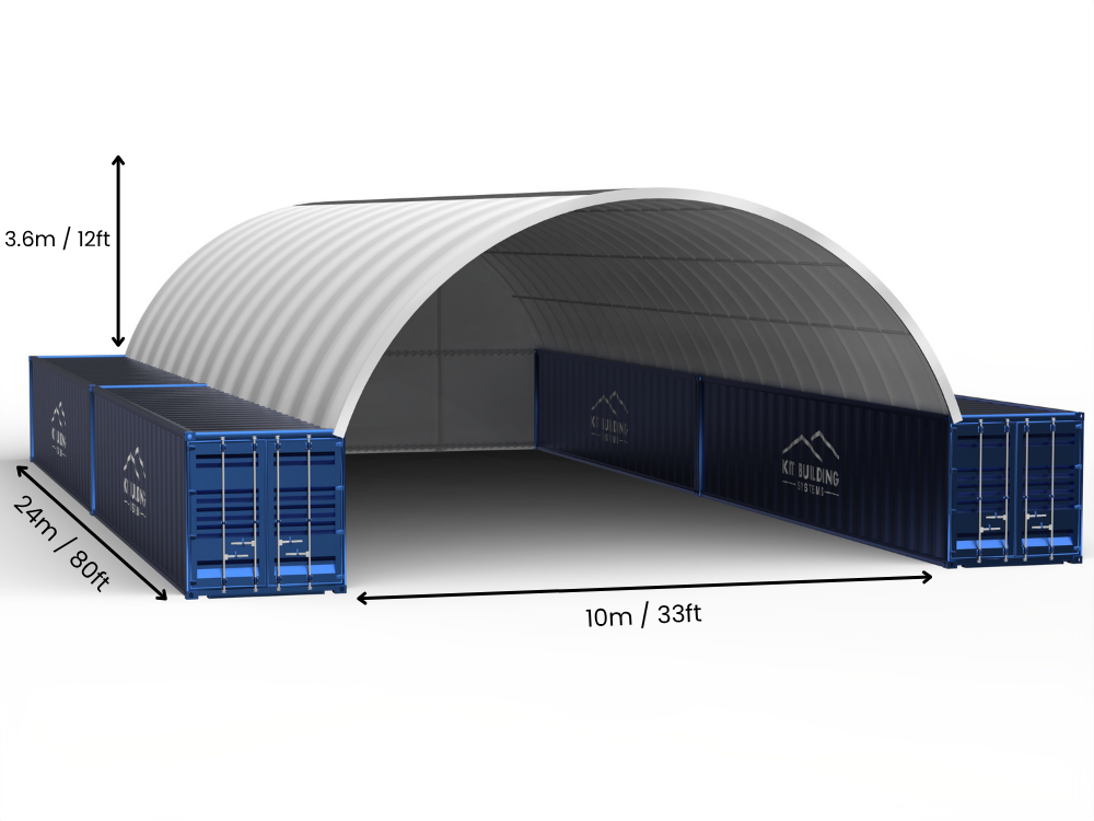 10m (33ft) Spännvidd | Container Tält - 33ft x 12ft (10m x 3,6m)
