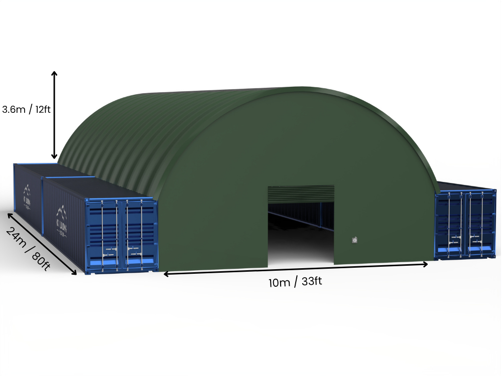 10m (33ft) Spännvidd | Container Tält - 33ft x 12ft (10m x 3,6m)