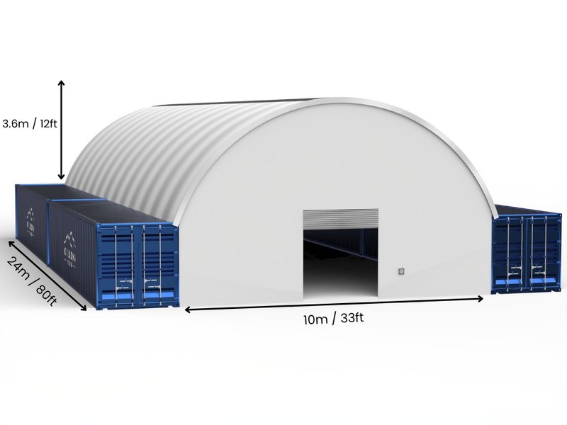 10m (33ft) Spännvidd | Container Tält - 33ft x 12ft (10m x 3,6m)