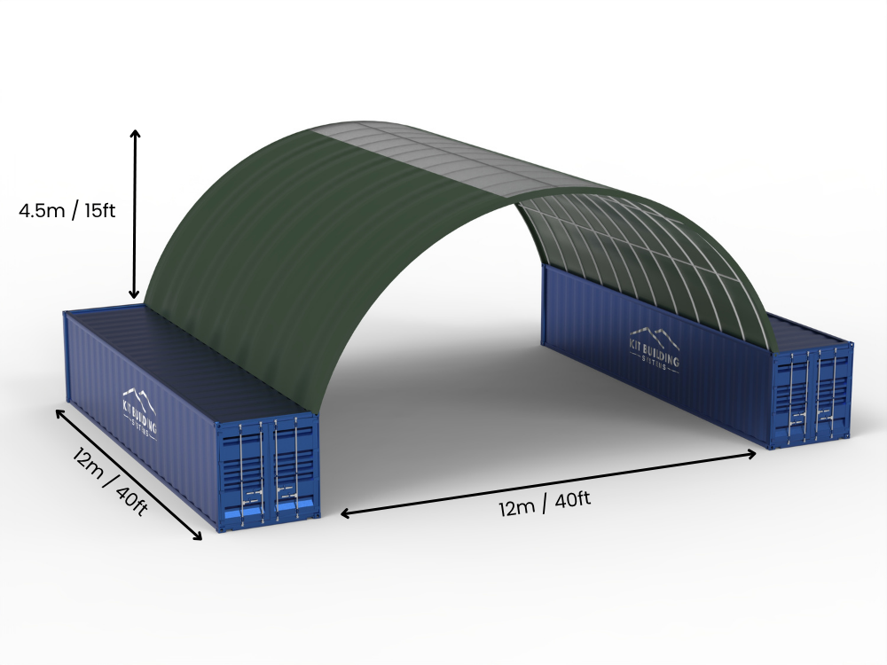 12m (40ft) Spännvidd | Containertak - 40ft x 12ft (12m x 4,5m)
