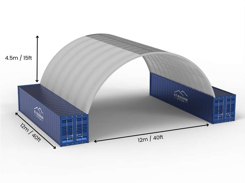 12m (40ft) Spännvidd | Containertak - 40ft x 12ft (12m x 4,5m)