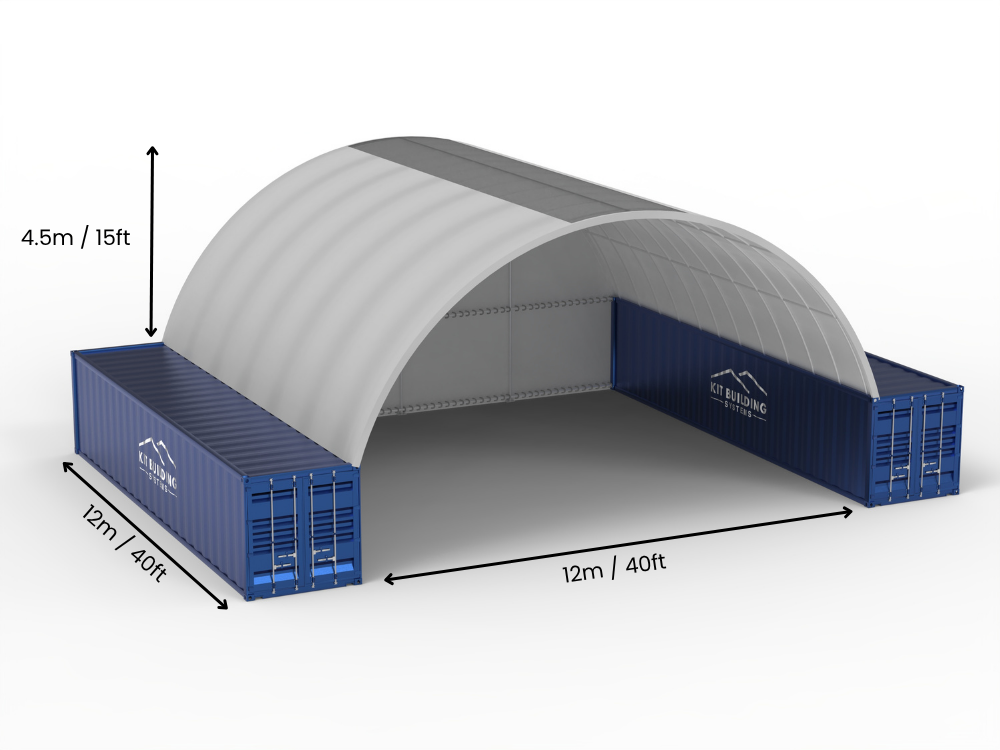 12m (40ft) Spännvidd | Containertak - 40ft x 12ft (12m x 4,5m)