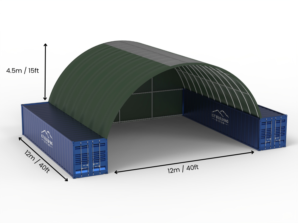 12m (40ft) Spännvidd | Containertak - 40ft x 12ft (12m x 4,5m)