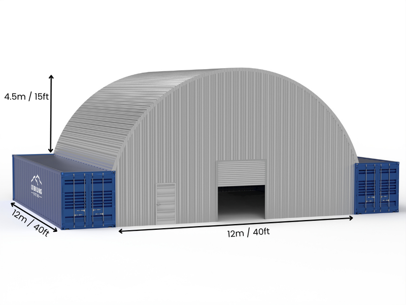 Stålkontainer Tält - 40ft x 40ft x 15ft (12m x 12m x 4,5m)