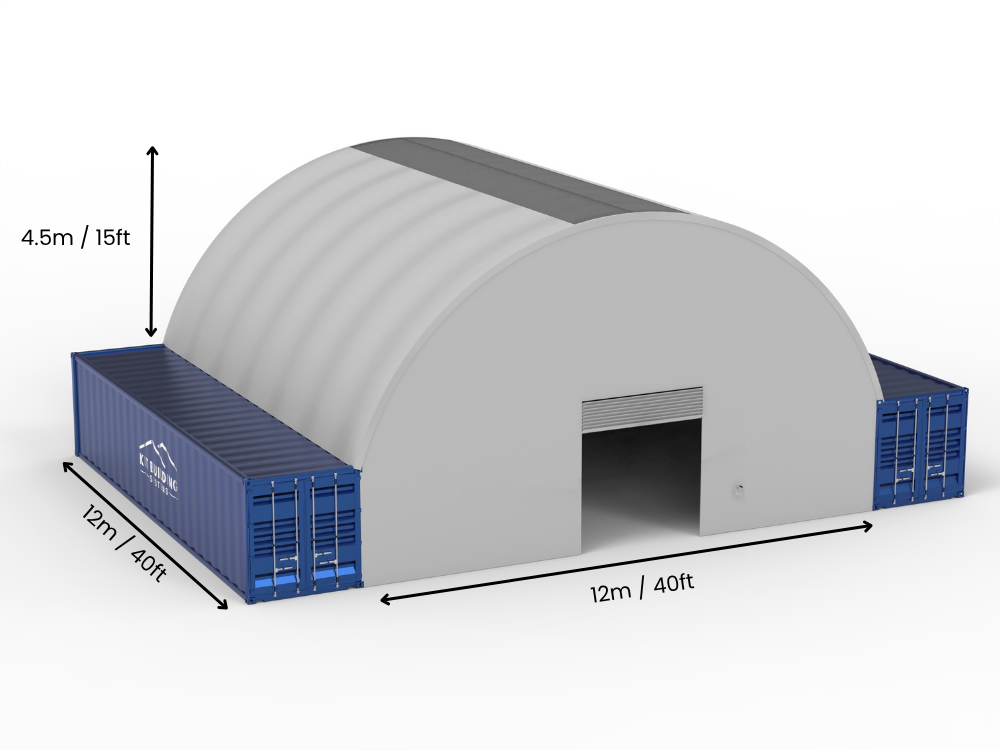 12m (40ft) Spännvidd | Containertak - 40ft x 12ft (12m x 4,5m)