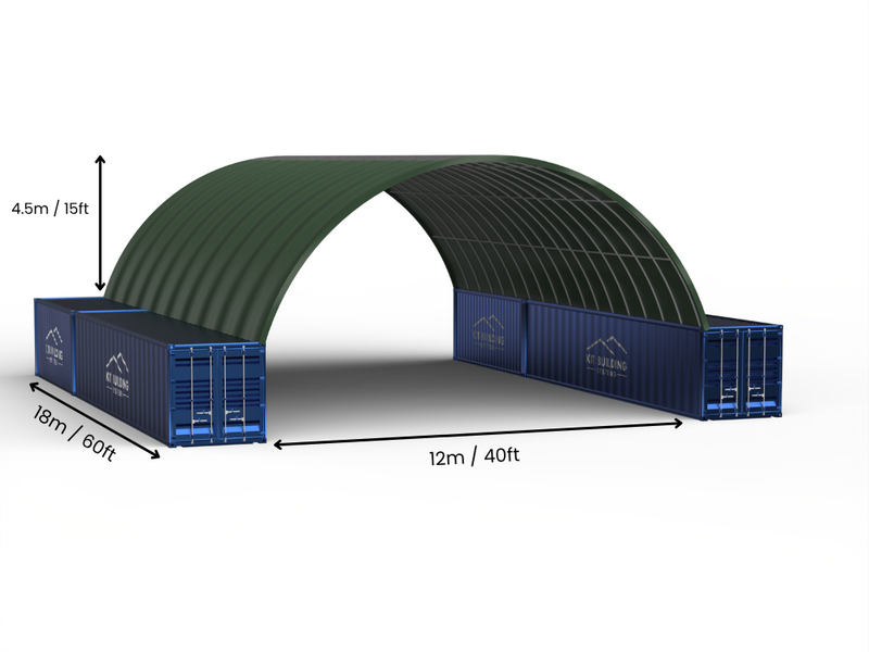 12m (40ft) Spännvidd | Containertak - 40ft x 12ft (12m x 4,5m)