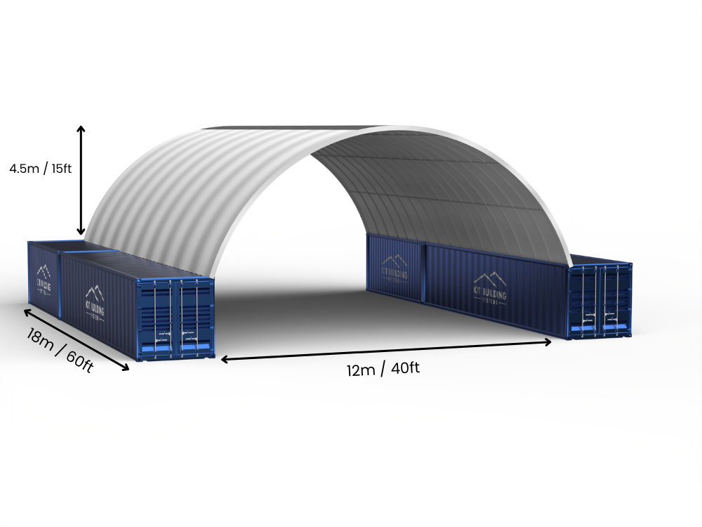 12m (40ft) Spännvidd | Containertak - 40ft x 12ft (12m x 4,5m)