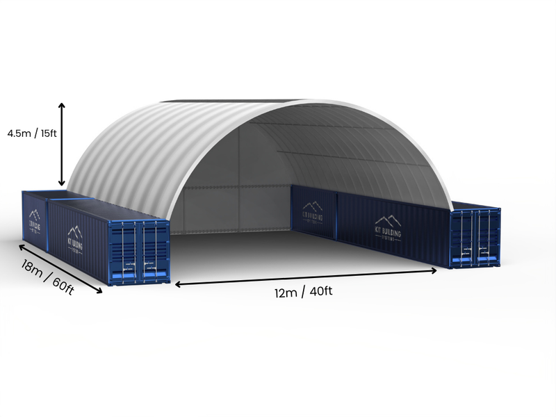 12m (40ft) Spännvidd | Containertak - 40ft x 12ft (12m x 4,5m)