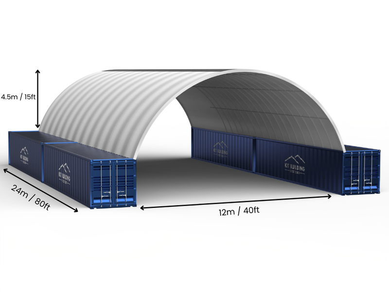 12m (40ft) Spännvidd | Containertak - 40ft x 12ft (12m x 4,5m)